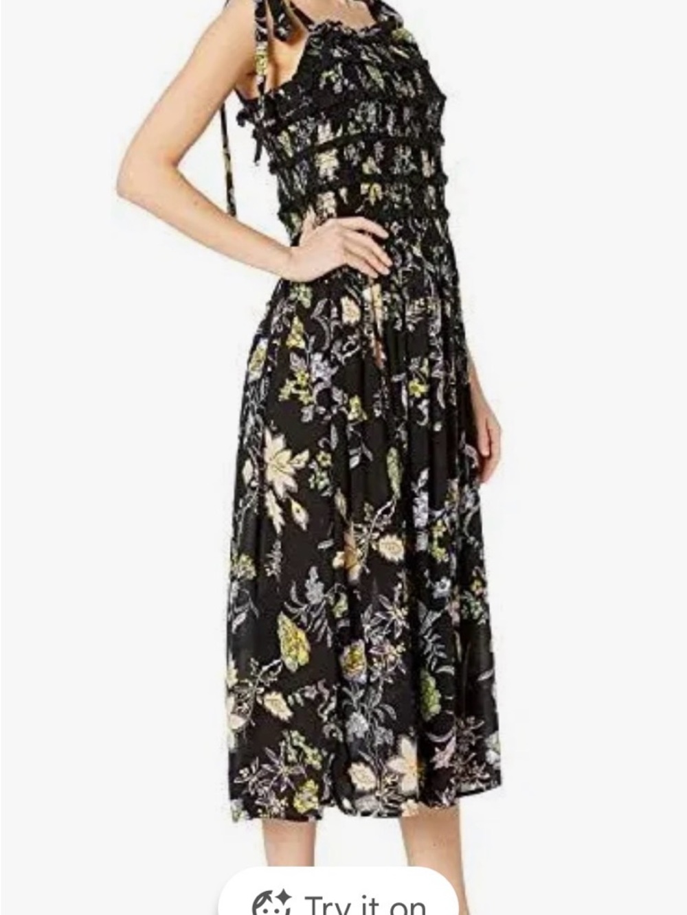 Free People Black Floral Smocked Maxi Dress - Picture 4 of 9